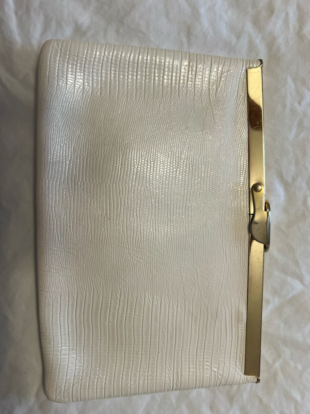 Vintage Etra White Frame Clutch with Gold Trim